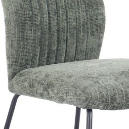 Pack de 2 Sillas Tapizadas en Tela Musgo con Patas en Acabado Negro, Asiento y Respaldo Ergonómicos, Medidas 61x47x89 cm