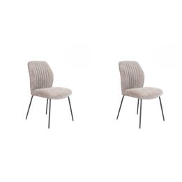 Pack de 2 Sillas Tapizadas en Tela Piedra con Patas en Acabado Negro, Asiento y Respaldo Ergonómicos, Medidas 61x47x89 cm