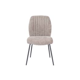 Pack de 2 Sillas Tapizadas en Tela Piedra con Patas en Acabado Negro, Asiento y Respaldo Ergonómicos, Medidas 61x47x89 cm