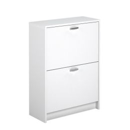 Zapatero Recibidor Blanco – Mueble Auxiliar Estrecho con 2 Puertas | Capacidad 12 Pares | 81,6 x 60 x 25 cm
