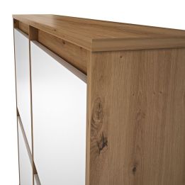 Zapatero de Melamina Roble/Blanco – 4 Puertas Abatibles | Gran Capacidad | 110 x 110 x 20 cm