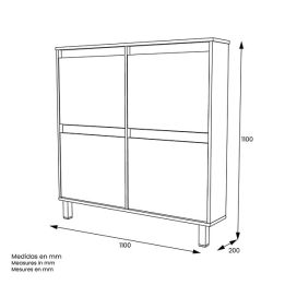 Zapatero de Melamina Roble/Blanco – 4 Puertas Abatibles | Gran Capacidad | 110 x 110 x 20 cm