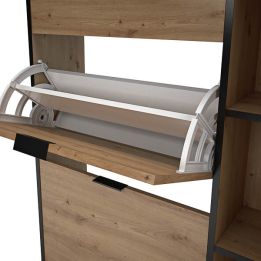 Mueble Zapatero de Entrada – 2 Puertas y 1 Cajón | Color Roble/Pizarra | 110 x 90 x 24,5 cm