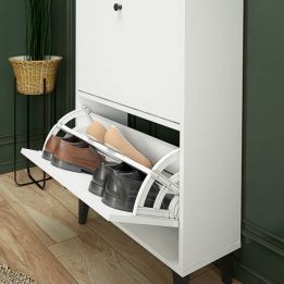Mueble Zapatero Blanco con 2 Puertas y 1 Cajón | 61,1 x 110 x 25 cm
