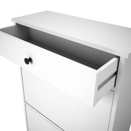 Mueble Zapatero Blanco con 2 Puertas y 1 Cajón | 61,1 x 110 x 25 cm