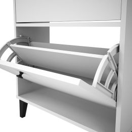 Mueble Zapatero Blanco con 2 Puertas y 1 Cajón | 61,1 x 110 x 25 cm