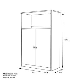 Mueble Auxiliar para Microondas | Color Blanco y Roble | 124 x 80 x 40 cm (alto x ancho x fondo)