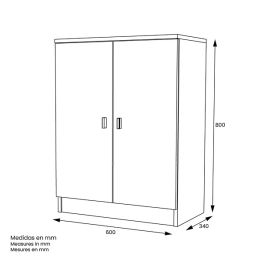 Armario Bajo de Cocina con 2 Puertas – Color Blanco – 60 x 80 x 34 cm