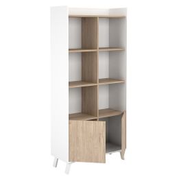Estantería Decorativa, Librería, Separador Ambientes, Acabado en Roble y Blanco,171 cm (Al) x 80 cm (Anc) x 33,5 cm (Fon)