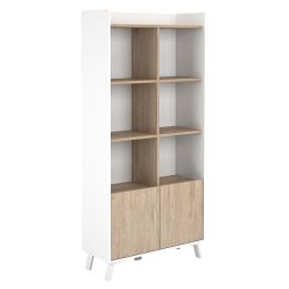Estantería Decorativa, Librería, Separador Ambientes, Acabado en Roble y Blanco,171 cm (Al) x 80 cm (Anc) x 33,5 cm (Fon)