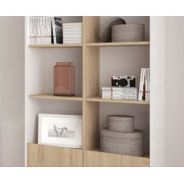 Estantería Decorativa, Librería, Separador Ambientes, Acabado en Roble y Blanco,171 cm (Al) x 80 cm (Anc) x 33,5 cm (Fon)