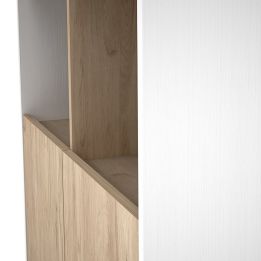 Estantería Decorativa, Librería, Separador Ambientes, Acabado en Roble y Blanco,171 cm (Al) x 80 cm (Anc) x 33,5 cm (Fon)