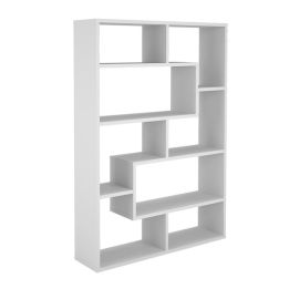 Estantería Geométrica Blanca para Salón con Múltiples Estantes – 169 x 120 x 28 cm (alto x ancho x fondo)
