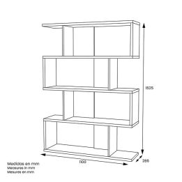 Estantería Salón, Librería, Color Blanco y Roble, Medidas: 152 cm (Alto) x 110 cm (Ancho) x 28,5 cm (Fondo