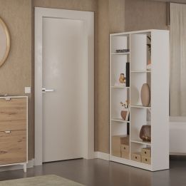 Estantería Alta Salón, Librería, Color Blanco, Medidas: 180 cm (Alto) x 85 cm (Ancho) x 28,5 cm (Fondo