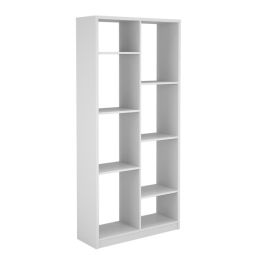 Estantería Alta Salón, Librería, Color Blanco, Medidas: 180 cm (Alto) x 85 cm (Ancho) x 28,5 cm (Fondo