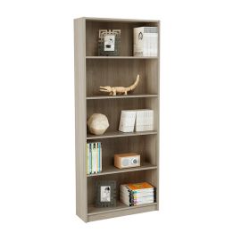 Estantería Alta Salón, Librería, Color Roble, Medidas: 180 cm (Alto) x 75 cm (Ancho) x 25 cm (Fondo)