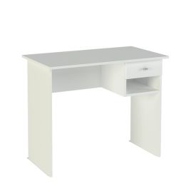 Mesa de Escritorio y Trabajo en Color Blanco, 90x50x74cm - Con Cajón y Estante para Oficina o Estudio