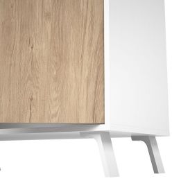 Aparador, Buffet, Salón Comedor 3 Puertas, Armario Auxiliar Color Blanco y Roble, Medidas: 140x87x40 Cm