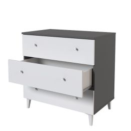 Cómoda con 3 Cajones, para Dormitorio, Acabado en Color Blanco, Medidas: 80 cm (Ancho) x 80 cm (Alto) x 48 cm (Fondo)