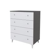 Cómoda con 4 Cajones, para Dormitorio, Acabado en Color Blanco, Medidas: 80 cm (Ancho) x 100 cm (Alto) x 48 cm (Fondo)