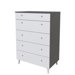 Cómoda con 5 Cajones, para Dormitorio, Acabado en Color Blanco, Medidas: 80 cm (Ancho) x 114,6 cm (Alto) x 48 cm (Fondo)