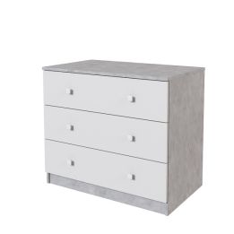 Cómoda con 3 Cajones, para Dormitorio, Acabado en Color Cemento Blanco, Medidas: 80 cm (Ancho) x 70 cm (Alto) x 48 cm (Fondo)