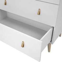Cómoda con 5 Cajones, para Dormitorio, Acabado en Color Blanco, Medidas: 80 cm (Ancho) x 120 cm (Alto) x 48 cm (Fondo)