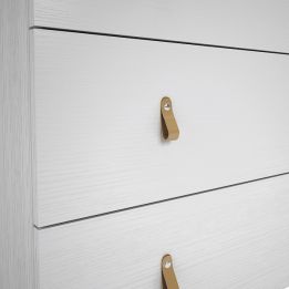 Cómoda con 5 Cajones, para Dormitorio, Acabado en Color Blanco, Medidas: 80 cm (Ancho) x 120 cm (Alto) x 48 cm (Fondo)