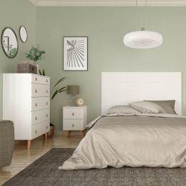 Cómoda con 5 Cajones, para Dormitorio, Acabado en Color Blanco, Medidas: 80 cm (Ancho) x 120 cm (Alto) x 48 cm (Fondo)