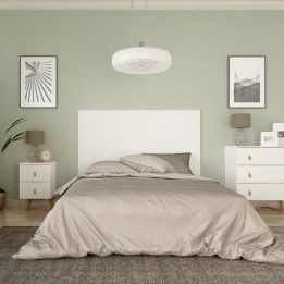 Cabezal para Cama de Matrimonio con patas, Color Blanco, Medidas: 160 cm (Ancho) x 130 cm (Alto) x 2,5 cm (Fondo)