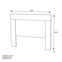 Cabezal para Cama de Matrimonio con patas, Color Blanco y Roble, Medidas: 160 cm (Ancho) x 130 cm (Alto) x 2,5 cm (Fondo)