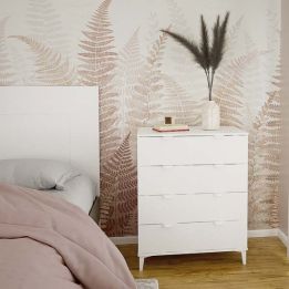 Cómoda con 4 Cajones, para Dormitorio, Acabado en Color Blanco, Medidas: 80 cm (Ancho) x 98 cm (Alto) x 48 cm (Fondo)