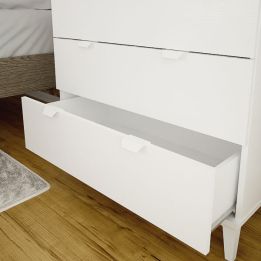 Cómoda con 4 Cajones, para Dormitorio, Acabado en Color Blanco, Medidas: 80 cm (Ancho) x 98 cm (Alto) x 48 cm (Fondo)