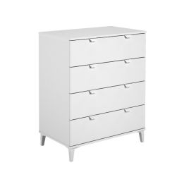 Cómoda con 4 Cajones, para Dormitorio, Acabado en Color Blanco, Medidas: 80 cm (Ancho) x 98 cm (Alto) x 48 cm (Fondo)