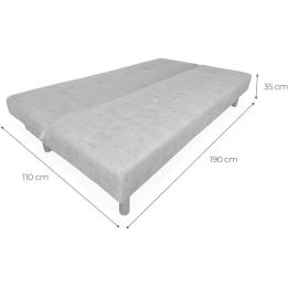 Sofá Cama 3 Plazas de Diseño Moderno, Estructura de Madera, Tapizado Color Piedra, 188x88x88 cm