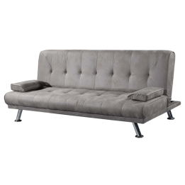 Sofá Cama 3 Plazas de Diseño Moderno con Cojines Decorativos, Estructura de Madera, Color Gris Cemento, 188x88x88 cm