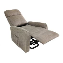 Butaca Relax Power Lift con Estructura de Madera de Eucalipto, Color Cemento, 74x100x88 cm