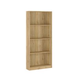 Meyvaser Librería estantería con cuatro baldas en madera color Mauvella para salón 180x80x24,5 cm