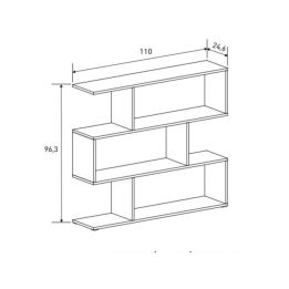Meyvaser Librería Estantería Asimétrica baja Para Salón de Madera Color Mauvella 96,3x110x24,6 cm