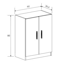 Conjunto de Muebles de Cocina Alto y Bajo de 2 Puertas en Madera Beige, 61x61x29 cm y 60x80x34 Cm