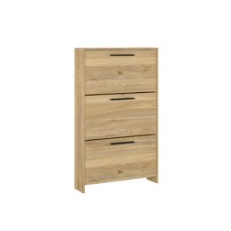 Zapatero con 3 Puertas, Mueble para Zapatos Estrecho en Color Mauvella, Medidas: 115 cm (Alto) x 68,5 cm (Ancho) x 17 cm (Fondo)