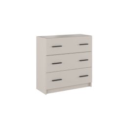 Cómoda de 3 Cajones para Dormitorio, Cajonera Dormitorio, Acabado en Beige y Negro, 80 cm (Lar) x 81 cm (Al) x 34,4 cm (Fon)