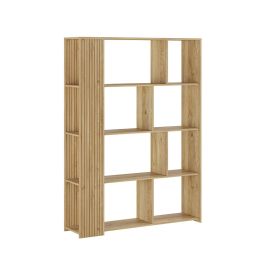 Estantería Decorativa, Librería, Separador Ambientes, Acabado en Mauvella-rayas, 174 cm (Al) x 129 cm (Anc) x 32,8 cm (Fon)