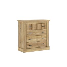 Cómoda con 4 Cajones, Sinfonier, Práctica y Funcional, Color Madera, Medidas: 91,5 cm (An) x 90.8 cm (Al) x 39.6 cm (Fo)