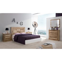 Pack de Dormitorio con Cabecero de 160 x 120 cm + 2 Mesitas de Noche + Cómoda | Color Cañón